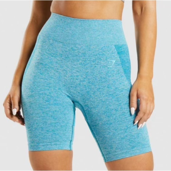 GYMSHARK Flex Cycling Shorts in Hydro Teal Marl - Picture 1 of 8